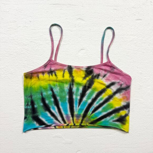 No Boundaries Rainbow Tie-Dye Crop Tank Top, Size Small - Picture 1 of 4